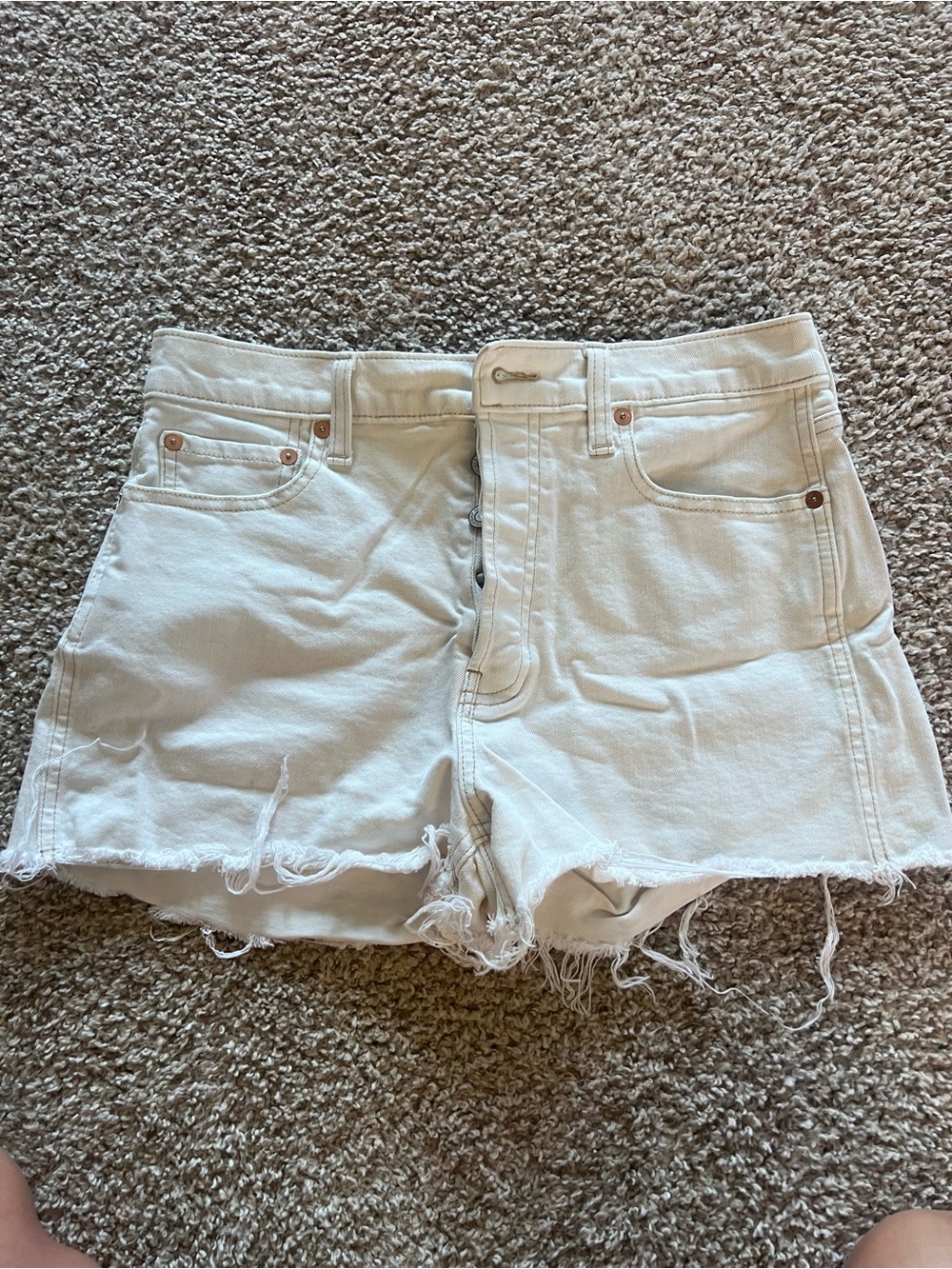 GAP White Frayed High-Rise Denim Shorts